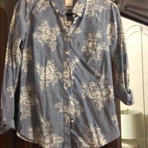 GAP Tops - Gap denim floral button down GAP Tops - Gap denim floral button down